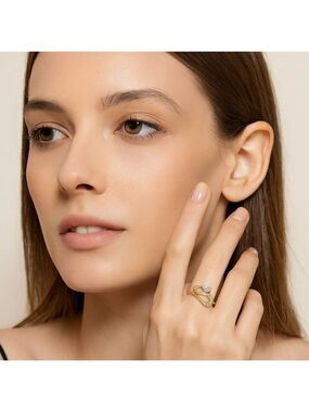 Pretty Bird Jewelry Rose Gold snake ring with teardrop stone